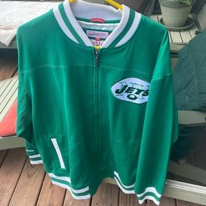 New York jets satin lined Mitchell & Ness zip up jacket